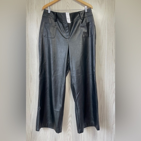 New York & Co. Black Faux-Leather Pant Size 16 NWT - Picture 1 of 3